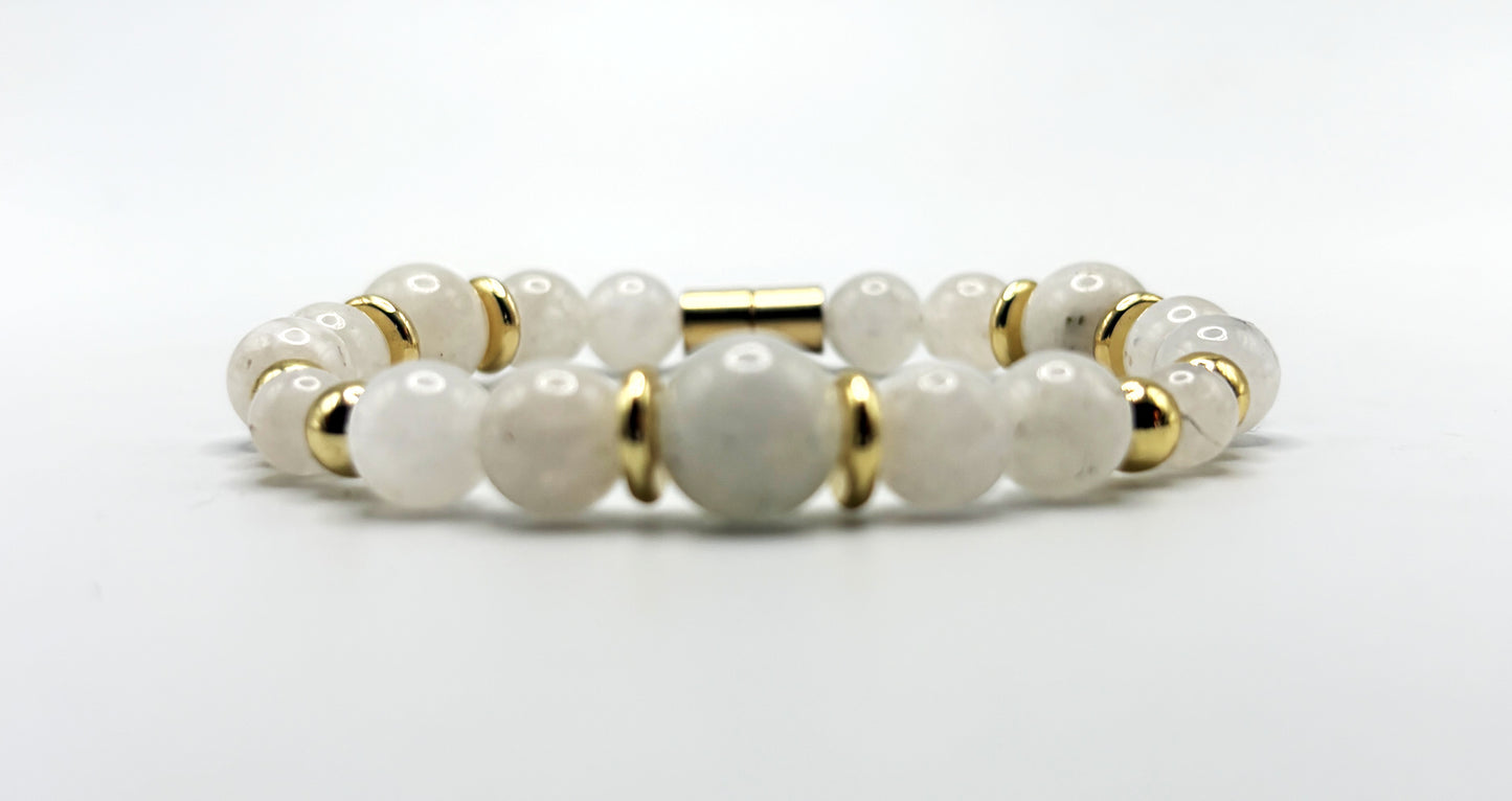 Moonstone Bracelet with Gold Spacers | Magnetic Clasp Bracelet | Intuition & New Beginnings Jewelry