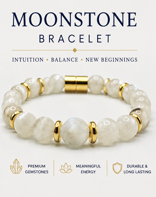 Moonstone Bracelet with Gold Spacers | Magnetic Clasp Bracelet | Intuition & New Beginnings Jewelry