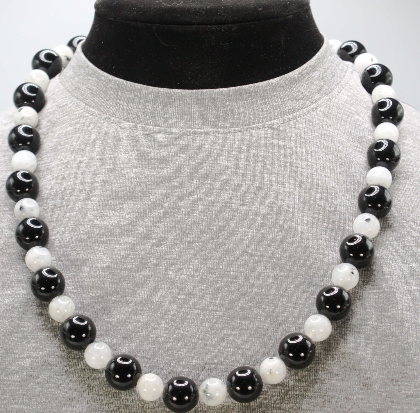 Genuine Obsidian and Lapis Lazuli Necklace - Gift for Men/Woman - 14mm and 10mm Bead Diameter Necklace