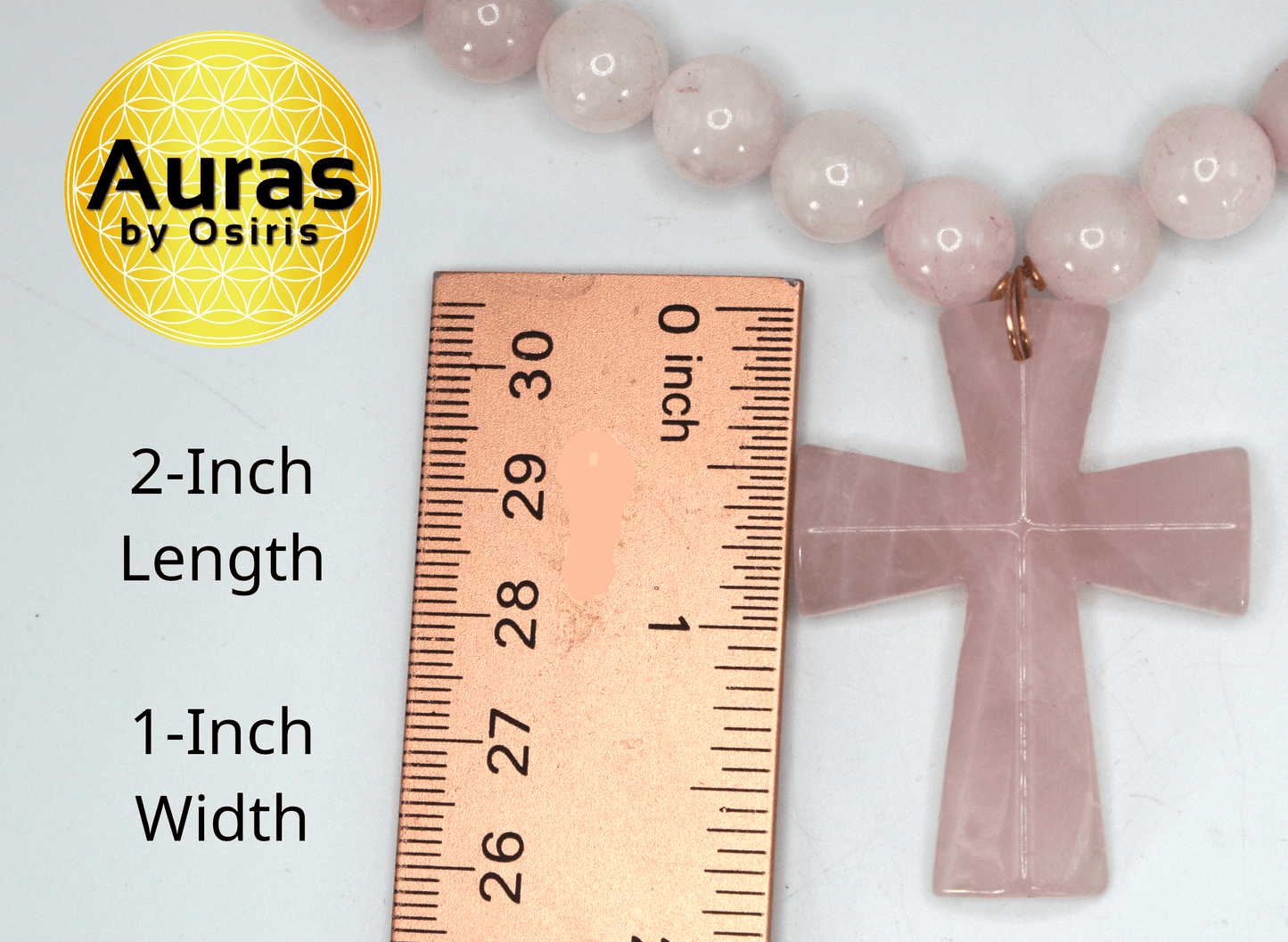 Genuine Rose Quartz Necklace with Rose Quartz Cross - Gift for Men/Woman - Spiritual Accessories - Religious Symbol