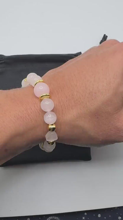 Rose Quartz Heart Bracelet – Magnetic Clasp – Love & Emotional Healing Crystal Jewelry