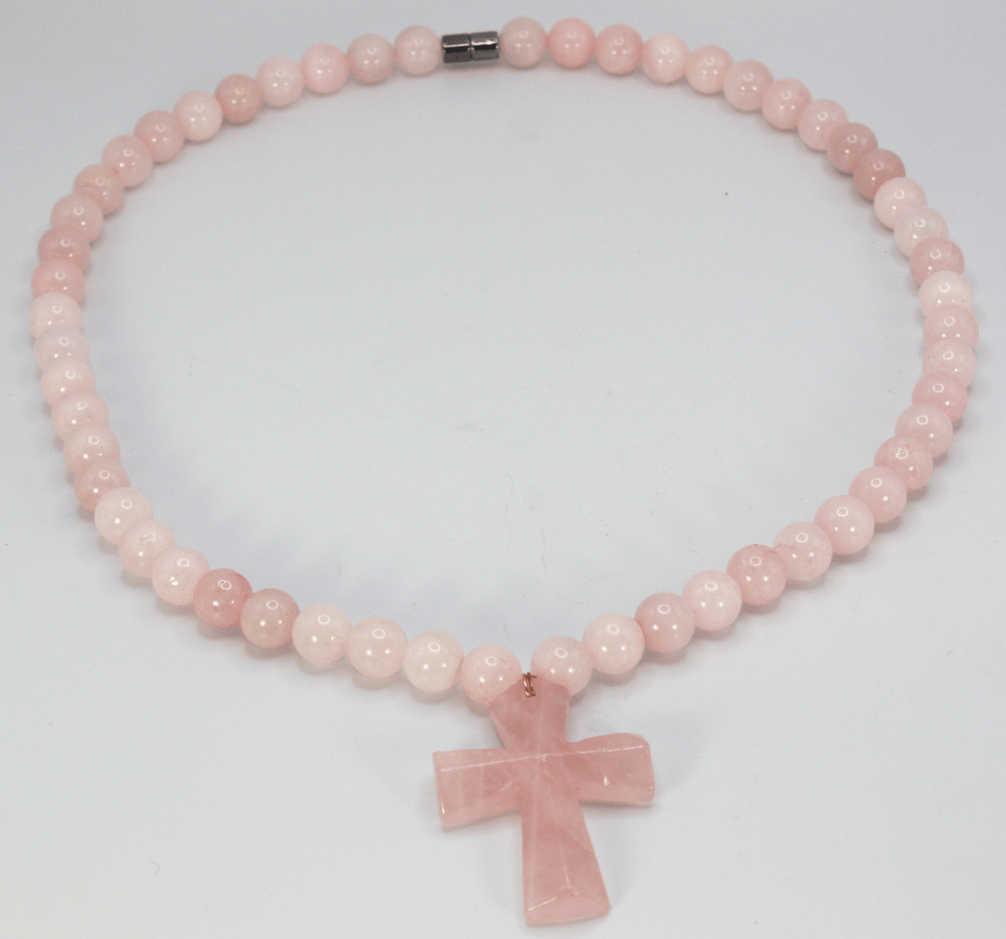 Genuine Rose Quartz Necklace with Rose Quartz Cross - Gift for Men/Woman - Spiritual Accessories - Religious Symbol