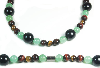 Men's Healing Crystal Necklace - 16/19/24/30 Inch Beaded Chains with 6/8/10/12/14/16mm Gemstones Handmade in USA