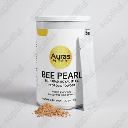 Auras by Osiris Bee Pearl Powder 🐝✨ | Smoothie Additive for Energy, Immunity & Daily Nutrients w/ Bee Bread, Royal Jelly, Propolis & Vitamin C (30 Sachets)