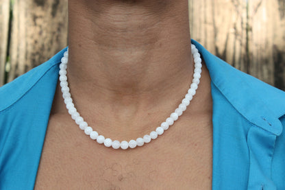 19-Inch Genuine Moonstone Necklace – 8mm Beads, Healing Crystal Jewelry for Men & Women