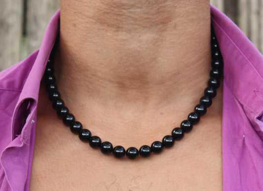 19 inch Black Onyx Necklace 10mm