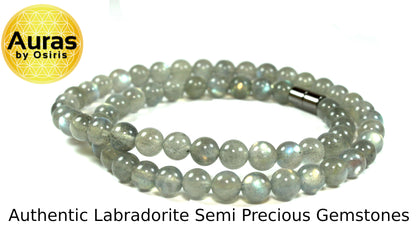 24 Inch Labradorite Necklace – 8mm Genuine Healing Crystal Beads for Intuition, Protection & Spiritual Balance