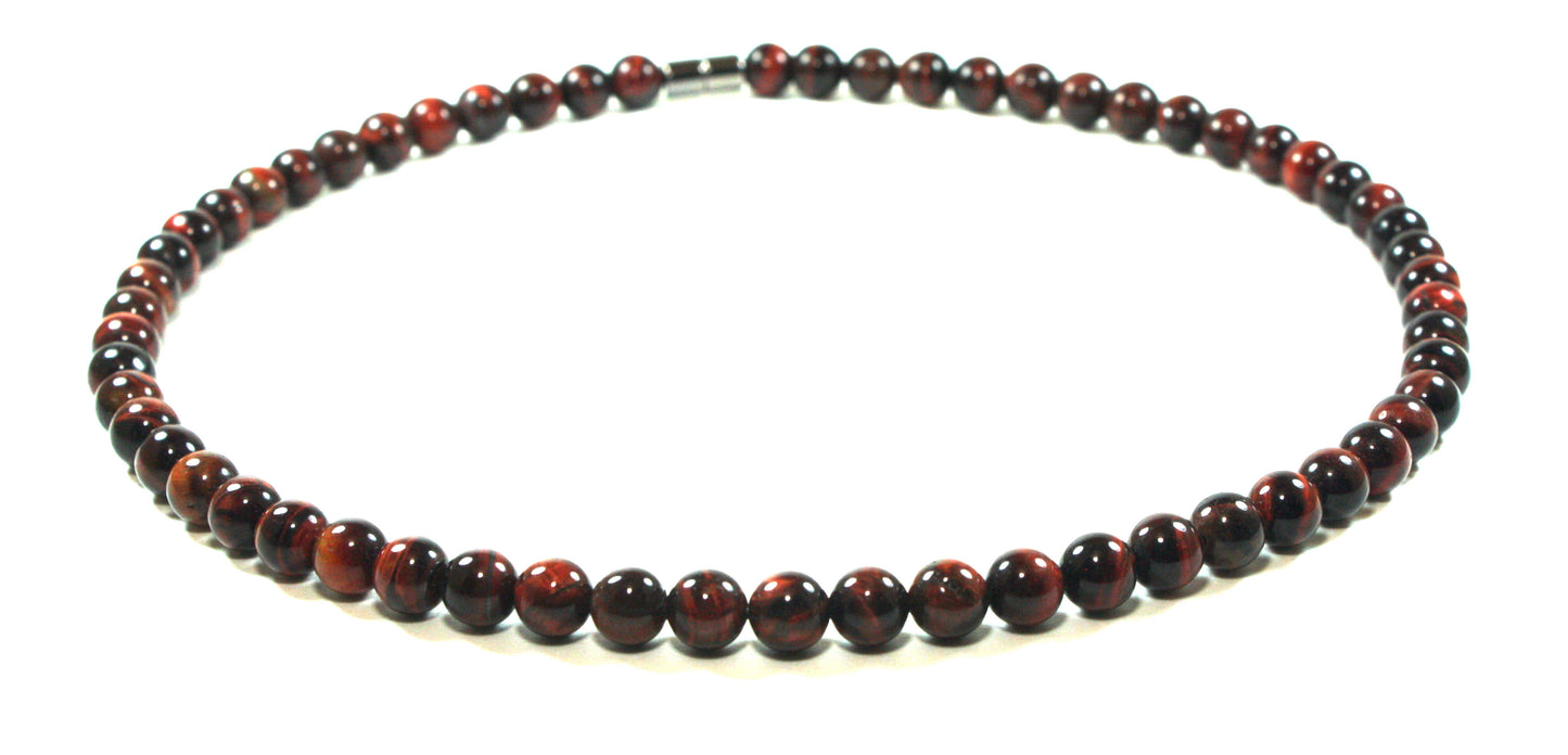 19 inch Red Tiger Eye Necklace 8mm