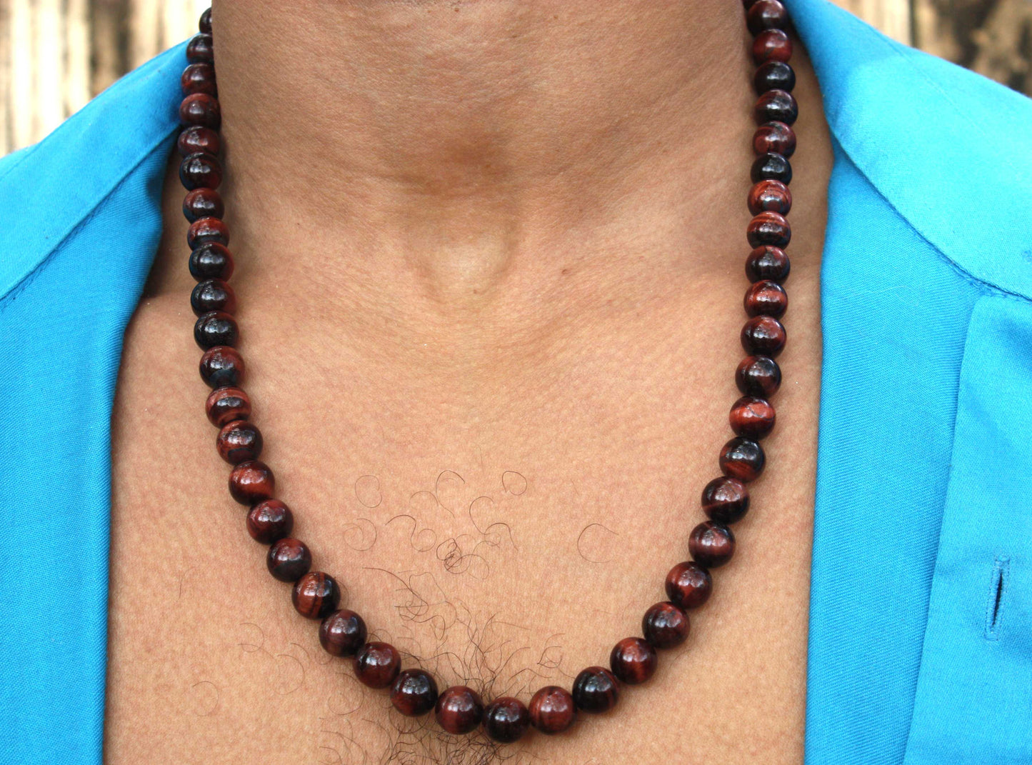 24 inch Red Tiger Eye Necklace 10mm