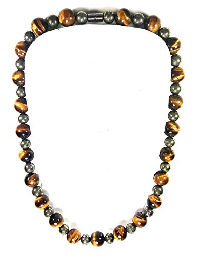 Handmade Tiger Eye and Pyrite Necklace with magnetic clasp
