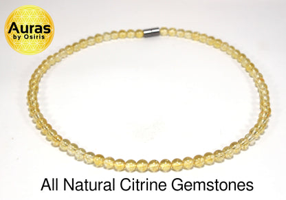 6mm Citrine Necklace – Crystal Healing Jewelry for Men & Women | November Birthstone & Scorpio Zodiac Confidence Gemstone