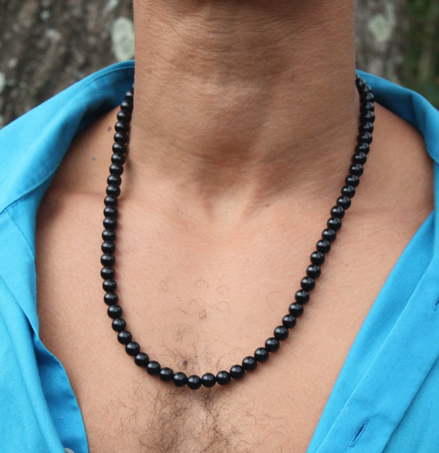 24 inch Black Onyx Necklace 8mm