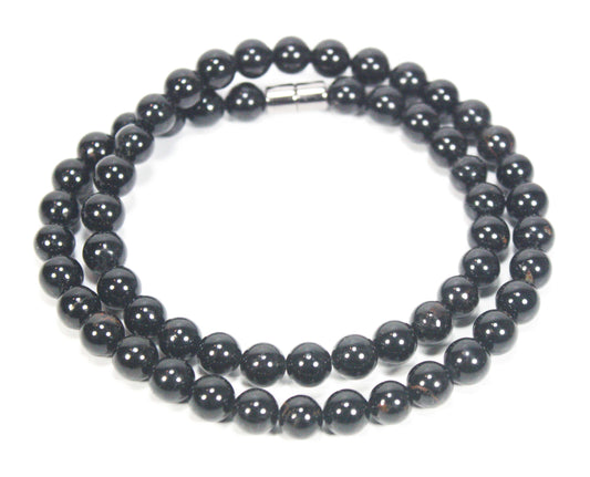 Black Tourmaline Necklace (8mm Medium Beads)