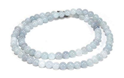 Aquamarine Necklace – 6mm Beaded Gemstone Jewelry for Peace, Tranquility & Stress Relief