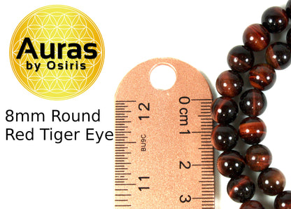 30-Inch Red Tiger Eye Necklace – 8mm Genuine Gemstone Beads for Men & Women