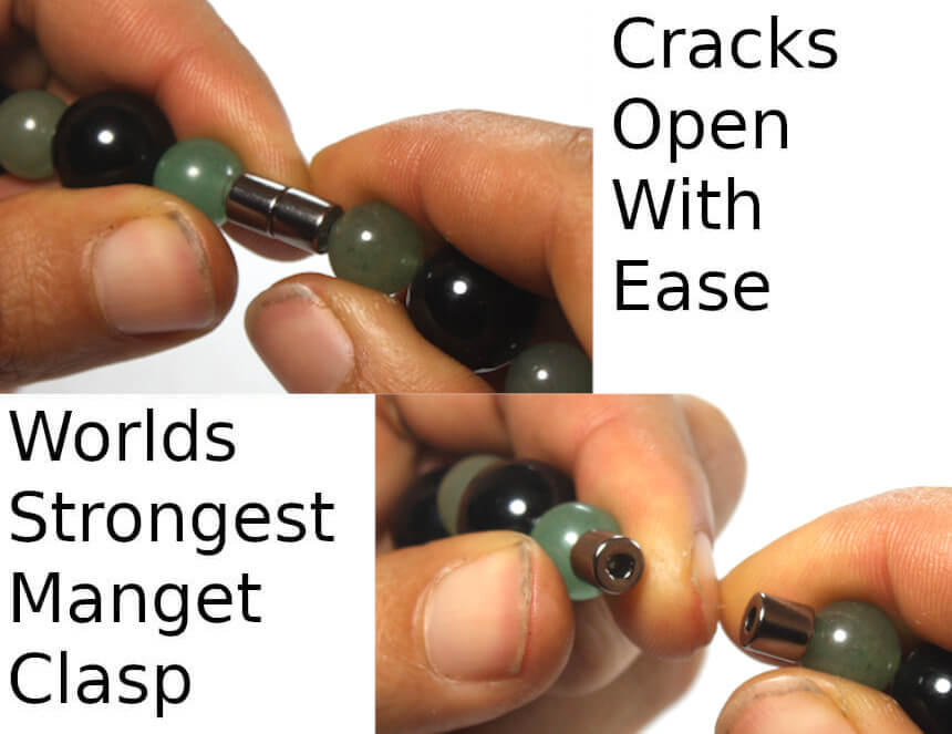Black Onyx and Green Jade Aventurine Beaded Necklace 24 inch