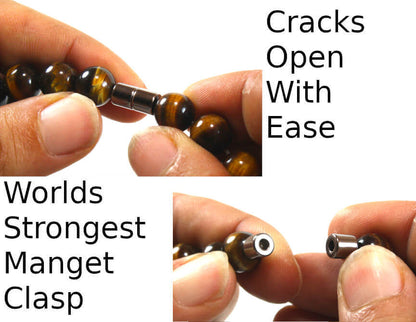 24-Inch Black Onyx & Yellow Tiger Eye Necklace – 10-20mm AAA Gemstone Beads | Protection, Confidence & Healing Jewelry