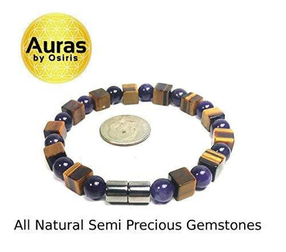 Auras by Osiris Amethyst & Tiger Eye Empath Protection Bracelet (6mm) 🧘‍♀️🐯 | Serenity, Confidence & Focus Healing Crystal Jewelry for Children/Women