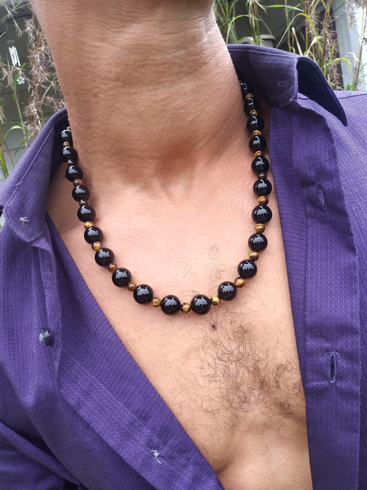 Black Onyx Necklace -  Tiger Eye Necklace For Men - Protection Necklace - Crystal necklace - Gemstone Necklace