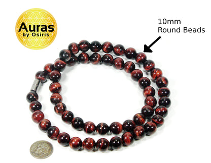 Auras by Osiris Red Tiger Eye Necklace 🐅 | African Tribal Men's Jewelry | Motivation & Root Chakra