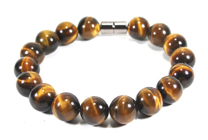 Tiger Eye Bracelet | AAA Grade Natural Tiger Eye Jewelry – Large Beaded Bracelet for Men & Women