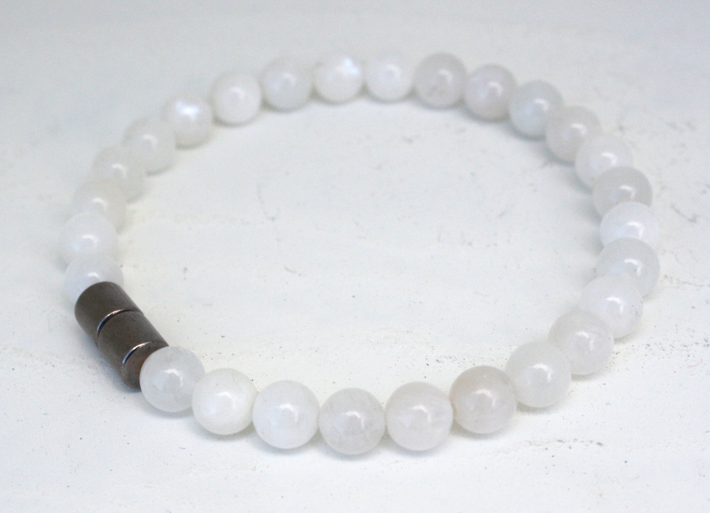 6mm White Moonstone Bead Bracelet