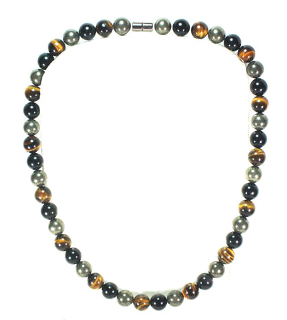 Auras by Osiris Triple Protection Necklace ⚡️ | Tourmaline, Tiger Eye & Pyrite (8-12mm) | EMF Shielding & Empath Armor