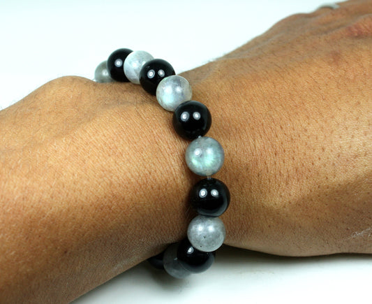 Black Tourmaline Bracelet - Labradorite Bracelet - Emotional Balance - Protection Stones