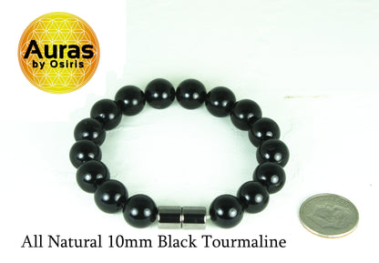 Auras by Osiris Black Tourmaline Protection Bracelet 💥⚫ | Ultimate EMF Blocker, Empath Shield & Superior Negative Energy Repellant (8/10/12mm)