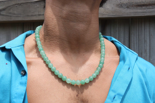 Green Aventurine Crystal Necklace - Aventurine Crystals Jewelry - Necklaces for Women/Men - Beaded Jade Aventurine Stone Choker