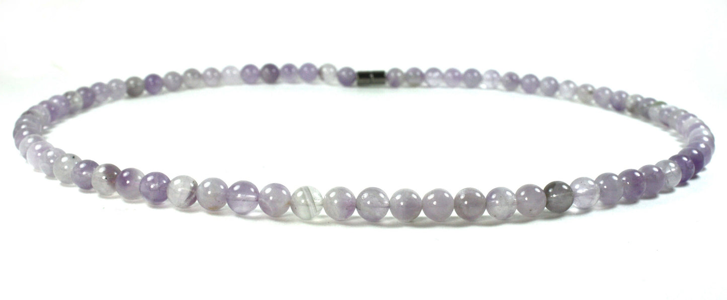 Amethyst Necklace - Beaded Gemstone Neckless for Men/Women 8mm Genuine Amethyst Crystal Beads