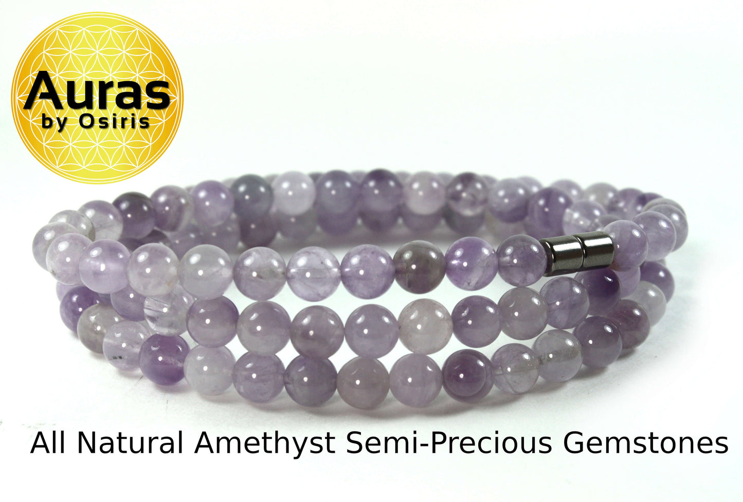 Amethyst Necklace - Beaded Gemstone Neckless for Men/Women 8mm Genuine Amethyst Crystal Beads