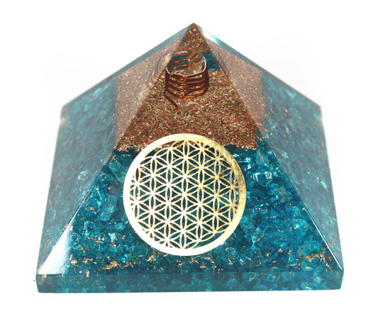 Aquamarine Crystal Orgone Pyramid Spiritual Crystal Protection EMF Protection Spiritual Decor