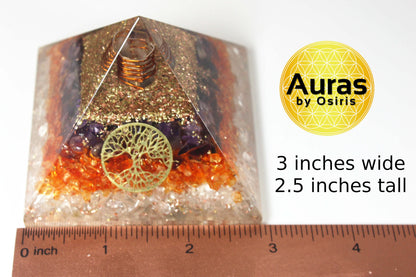Amethyst Carnelian Clear Quartz Crystal Orgone Pyramid Spiritual Crystal Protection EMF Protection Spiritual Decor