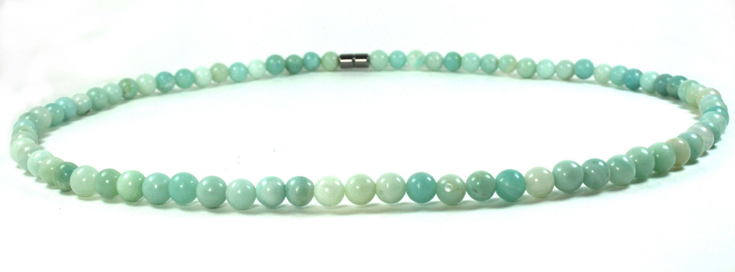 Amazonite Necklace - Beaded Gemstone Neckless for Men/Women 8mm Genuine Amazonite Crystal Beads