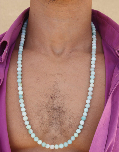 Amazonite Necklace – 8mm Genuine Crystal Beads for Men & Women | Soothing, Protection & Emotional Balance