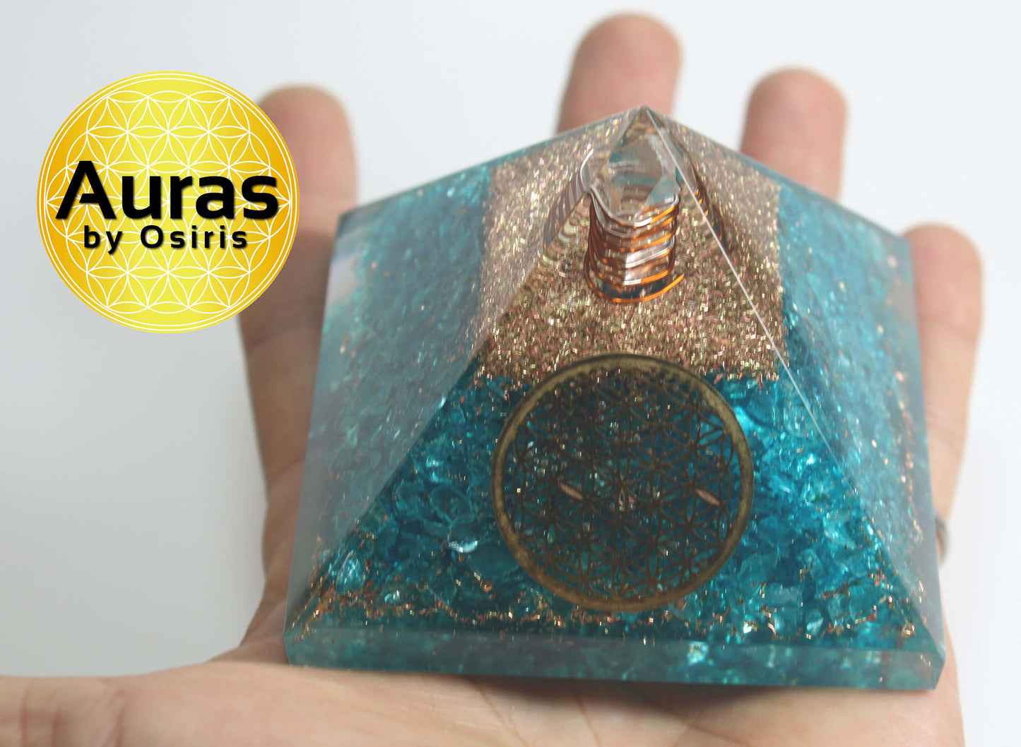 Aquamarine Crystal Orgone Pyramid Spiritual Crystal Protection EMF Protection Spiritual Decor