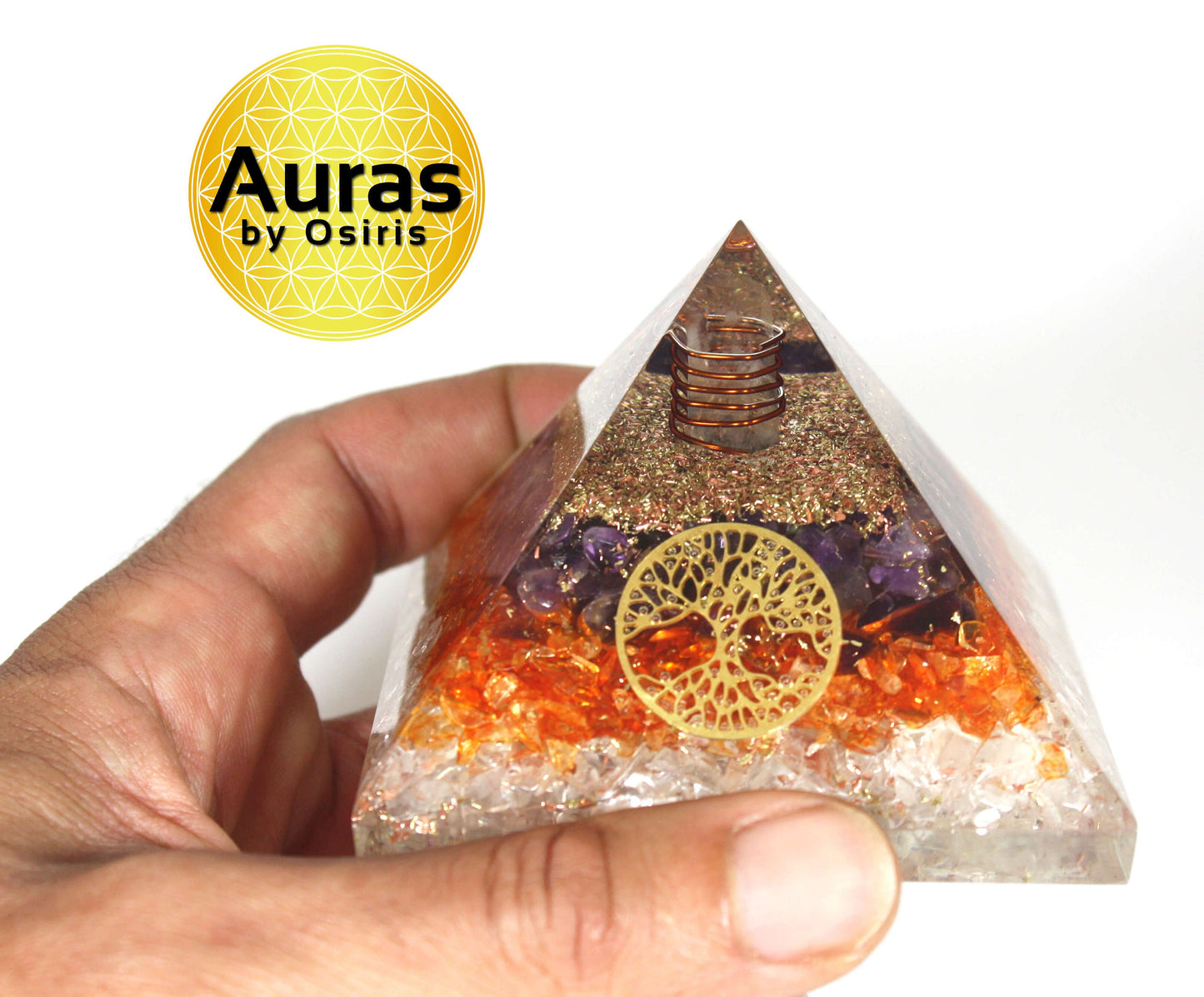 Amethyst Carnelian Clear Quartz Crystal Orgone Pyramid Spiritual Crystal Protection EMF Protection Spiritual Decor