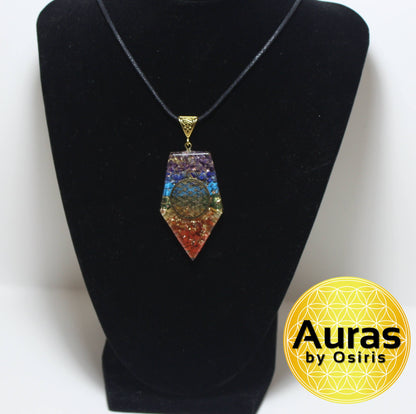 Chakra Necklace Orgone Pendant EMF Protection Crystal Jewelry Spiritual Healing Stones flower of life