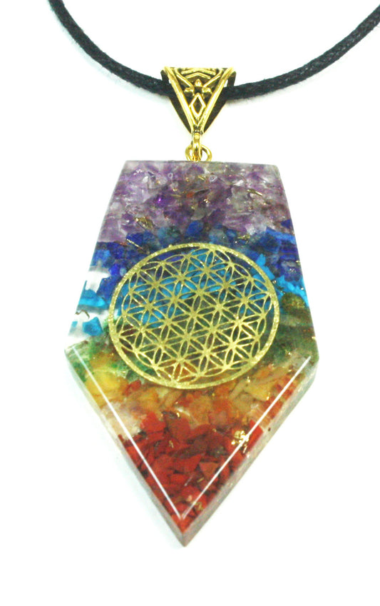 Chakra Necklace Orgone Pendant EMF Protection Crystal Jewelry Spiritual Healing Stones flower of life