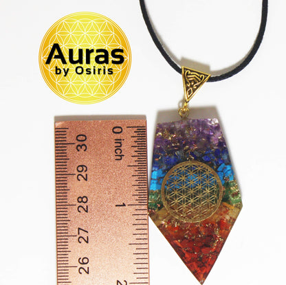 Chakra Necklace Orgone Pendant EMF Protection Crystal Jewelry Spiritual Healing Stones flower of life