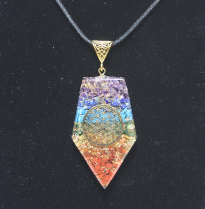 Chakra Necklace Orgone Pendant EMF Protection Crystal Jewelry Spiritual Healing Stones flower of life