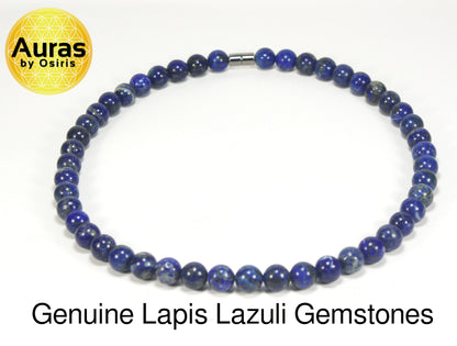 Lapis Lazuli Necklace 6mm / 8mm / 10mm Beads – Clarity & Spiritual Insight Jewelry for Men & Women