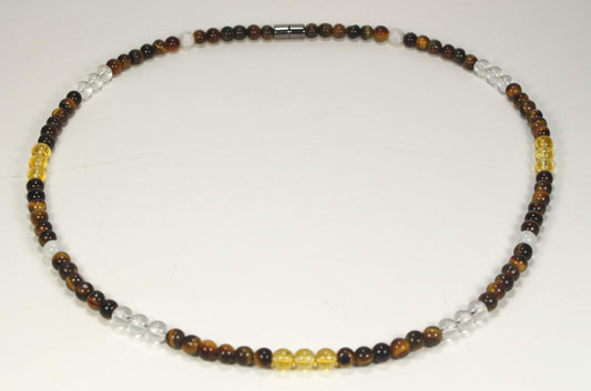 Gemstone Necklace Tiger Eye - Citrine - Moonstone - Clear Quartz - Magnetic Clasp