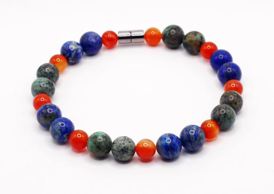 African Egyptian Trio Bracelet - Lapis Lazuli - African turquoise - Carnelian Crystal Jewelry for Protection, Healing and Good Luck