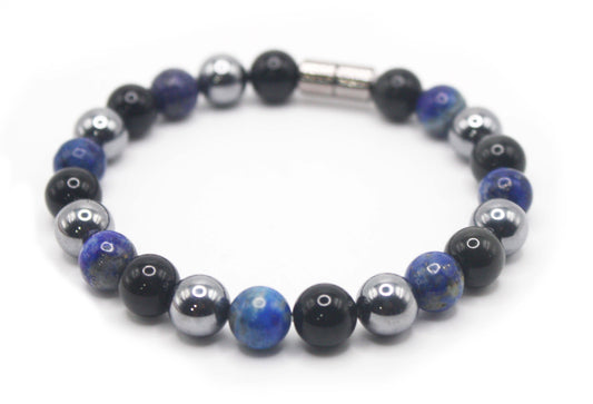 Lapis Lazuli, Obisidian, Elite Shungite Bracelet for Men/Women Energy Protection Bracelet 8mm Genuine Gemstones AAA Grade Magnetic Clasp