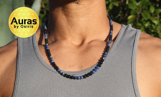 Obsidian and Lapis Lazuli Necklace for men/women - Protection stones - healing crystals - Third Eye Chakra and Grounding