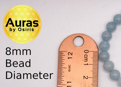 Auras by Osiris Aquamarine Crystal Bracelet (8mm) 🌊 | Serenity, Worry Shield & Energy Protection (Magnetic Clasp)
