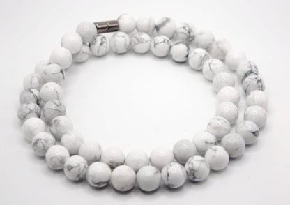 Auras by Osiris Howlite Necklace ⚪ | 10mm Calming Stone for Stress Relief & Mental Chatter (Custom Length)