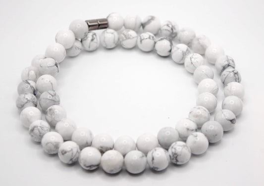 Howlite Necklace - Howlite Crystal Jewelry - Necklaces for Women/Men - Beaded Howlite Stone Choker Howlite Jewelry